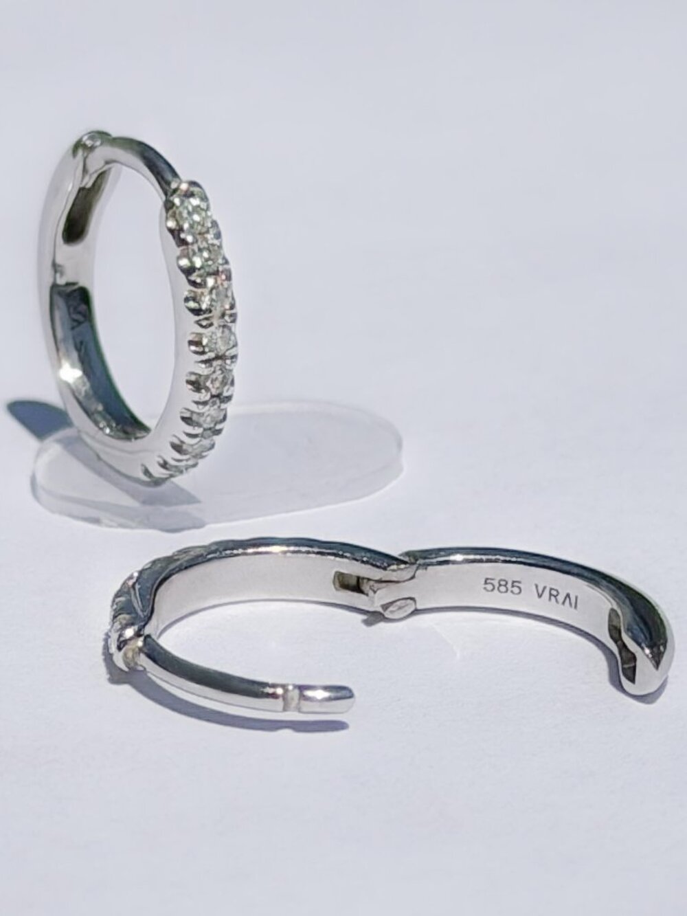 VRAI Diamond Pave Hoops 12mm 14K White Gold
